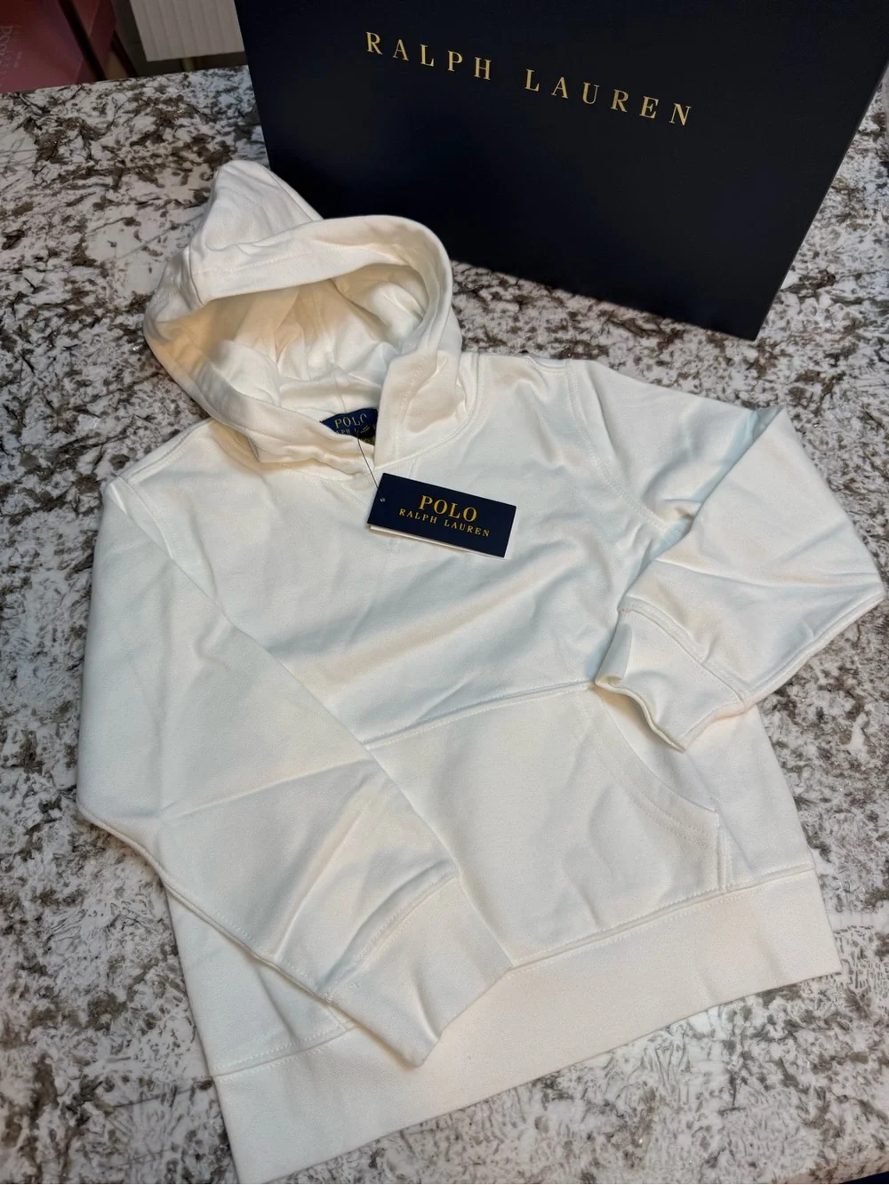 Polo Ralph Lauren White Pullover Hoodie Kids Size 5 NWT Classic